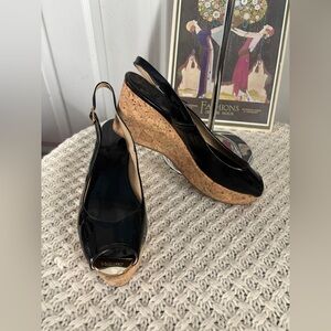 Jimmy Choo Patent Leather Wedge Peeptoes